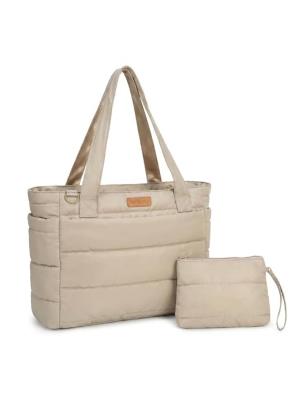 Puffer Tote Bag Quilted Puffy with Zipper Laptop Compartment 21L